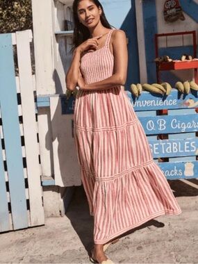 Marine Layer seline dress in hibiscus stripe